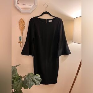 Calvin Klein black professional dress with flair sleeves